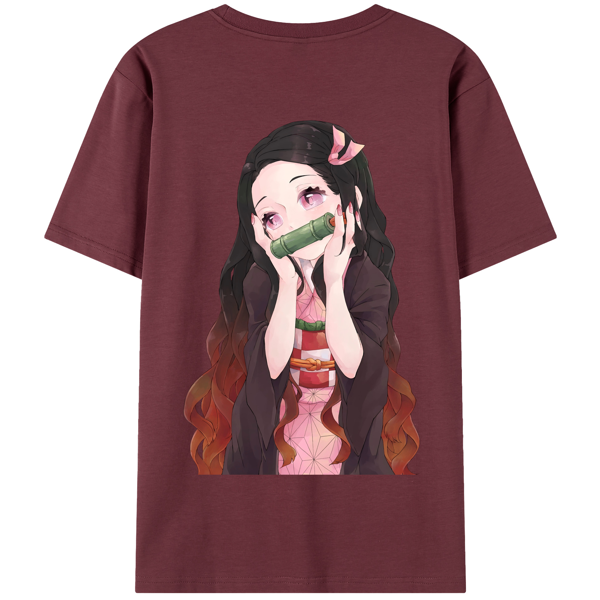 （画像用） 鬼滅の刃（きめつのやいば）竈門 禰󠄀豆子／かまど ねずこ Kamado Nezuko 綿100％半袖Tシャツ（背面プリント）